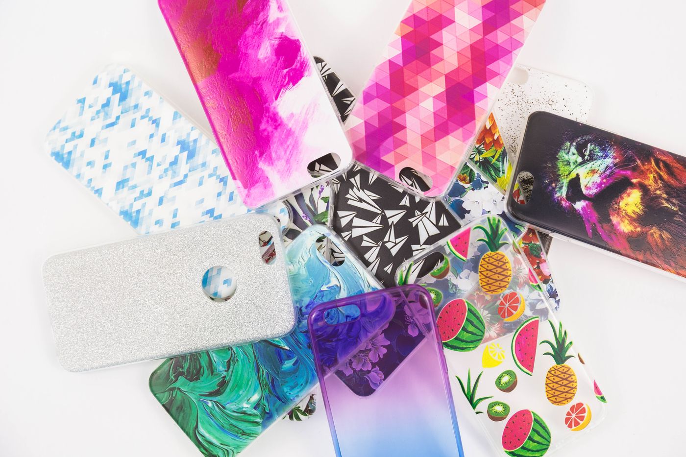 Colourful printed phone cases